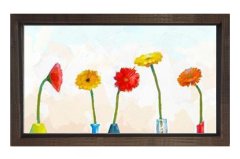 Sade Papatyalar Çiçek Tablosu Kahverengi Ahşap - 50x70