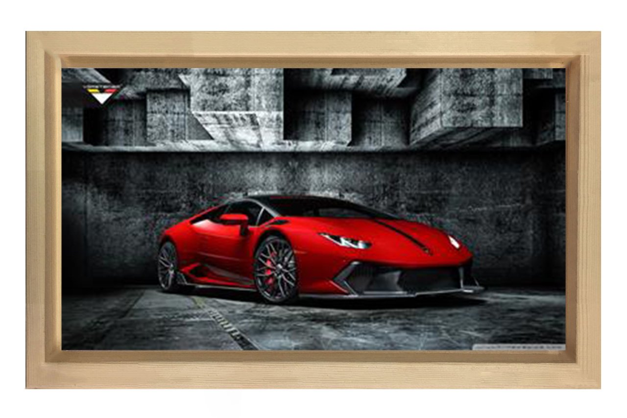 Kırmızı Ferrari Tablosu Naturel Ahşap Çerçeve - 45x30