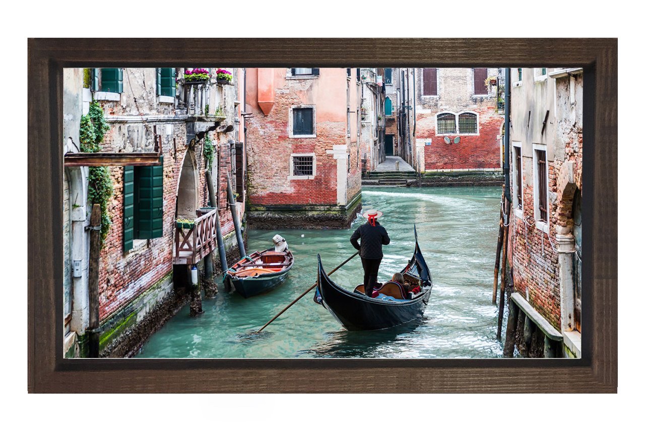 Venedik Gondolu Tablosu Kahverengi Ahşap - 50x70
