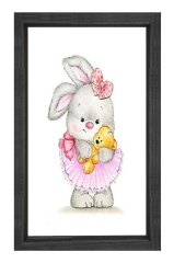 Kalpli Tavşancık Tablosu Siyah Ahşap Çerçeve - 40x60