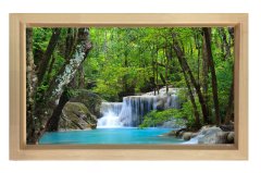 Muhteşem Orman Şelalesi Tablosu Naturel Ahşap Çerçeve - 50x90