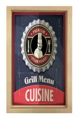 Steak House Menu Reklam Afiş Tablosu Naturel Ahşap - 100x200