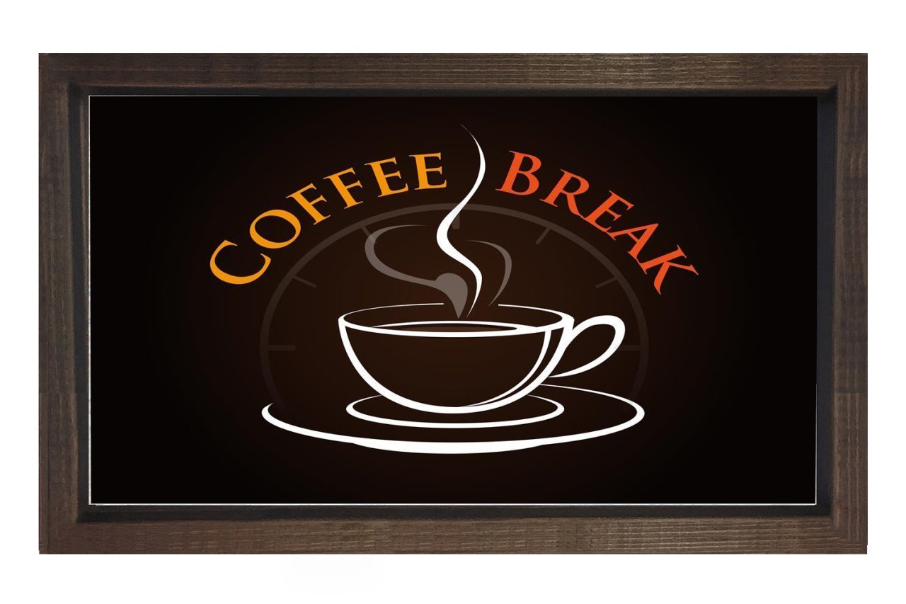 Kahve Arası Coffee Tablosu Kahverengi Ahşap Çerçeve - 45x30
