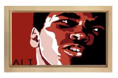 Muhammed Ali Yağlıboya Tablosu Naturel Ahşap Çerçeve - 50x90
