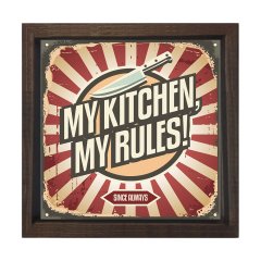 Benim Mutfağım benim kurallarım tablosu Kahverengi Ahşap Çerçeve - 90x90