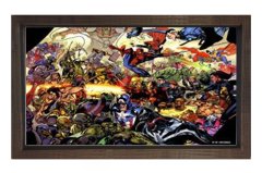 Çizgifilm Kahramanları Tablosu Kahverengi Ahşap Çerçeve - 100x150