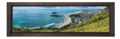 Deniz Kıyısı Manzarası Tablosu Kahverengi Ahşap Çerçeve - 120x40