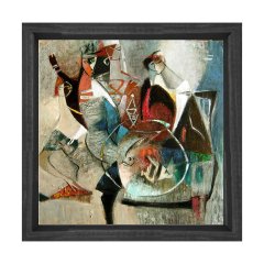 Soyut Reprodüksiyon Tablosu Siyah Ahşap Çerçeve - 100x100