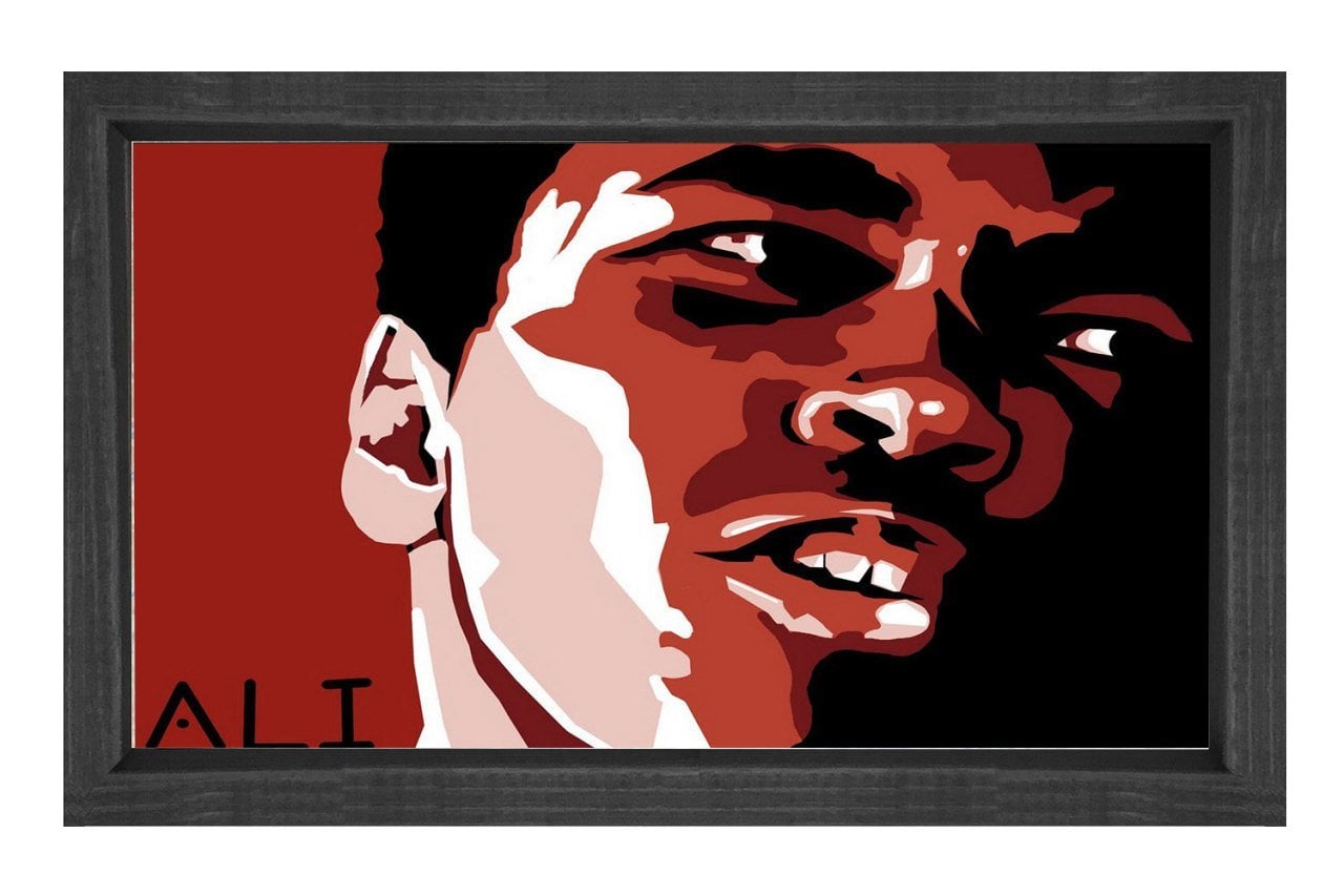 Muhammed Ali Yağlıboya Tablosu Siyah Ahşap Çerçeve - 100x150