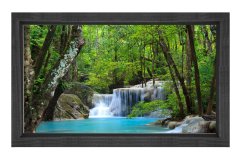 Muhteşem Orman Şelalesi Tablosu Siyah Ahşap Çerçeve - 100x200