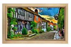 Köy Yolu Tablosu Naturel Ahşap Çerçeve - 50x90