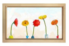Sade Papatyalar Çiçek Tablosu Naturel Ahşap - 100x200