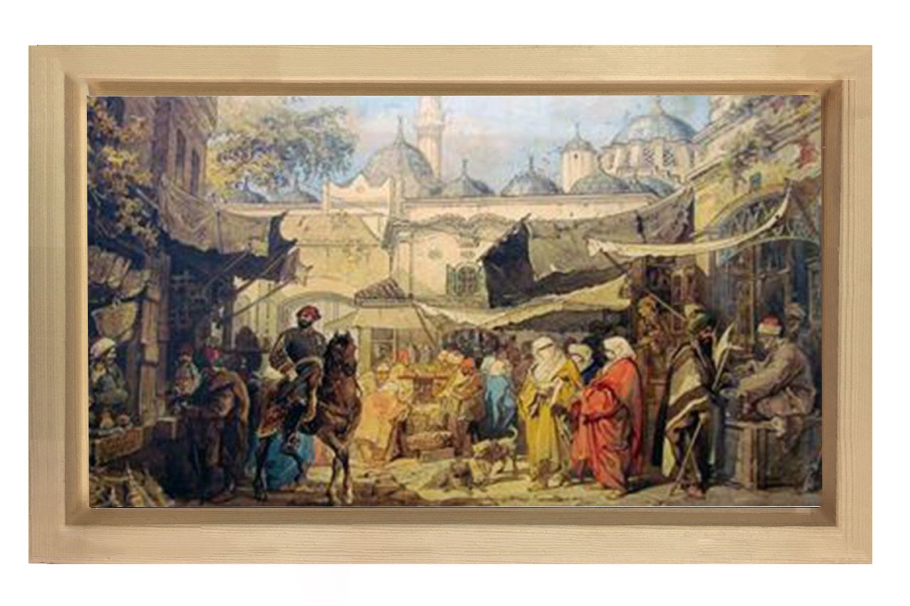 Osmanlı Minyatürü Tablosu Naturel Ahşap Çerçeve - 40x60