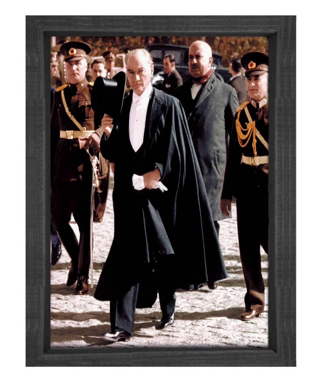 Atatürk Tablosu Siyah Ahşap - 50x70