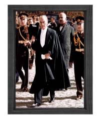 Atatürk Tablosu Siyah Ahşap - 50x70