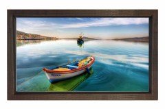 Göl Kayık Muhtesem Manzara Tablosu Kahverengi Ahşap Çerçeve - 100x150