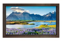Çiçekli Göl Ve Dağ Manzarası Tablosu Kahverengi Ahşap - 50x70