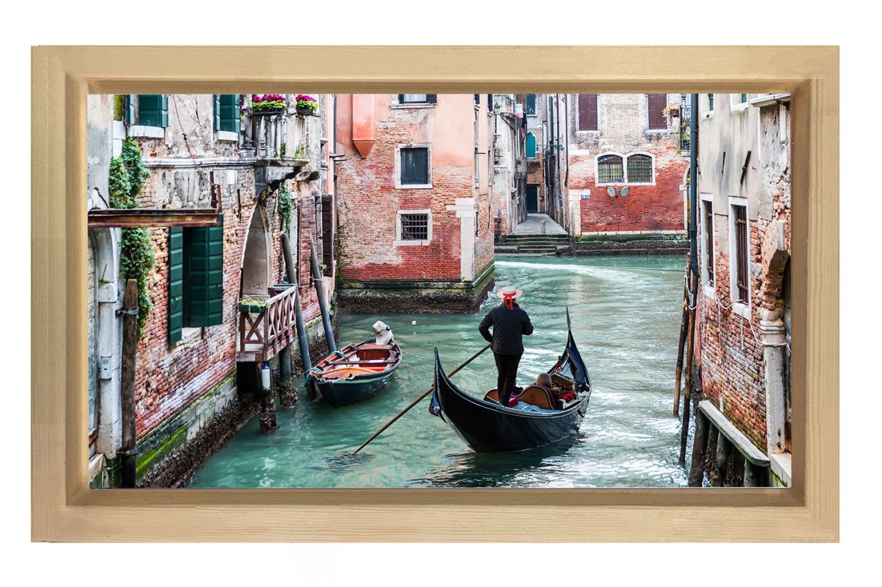 Venedik Gondolu Tablosu Naturel Ahşap - 45x30
