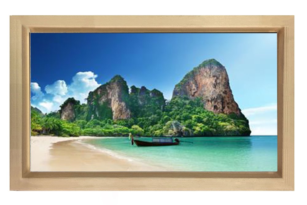 Issız Ada Tablosu Naturel Ahşap - 45x30