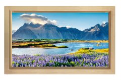 Çiçekli Göl Ve Dağ Manzarası Tablosu Naturel Ahşap - 100x150