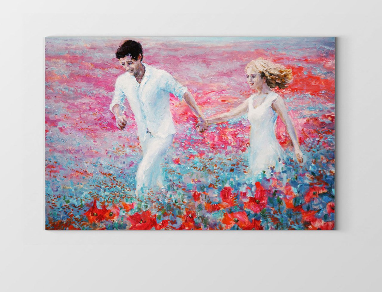 Aşıklar Manzarası Tablosu Çerçevesiz - 70x100