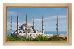 Sultan Ahmet Cami Tablosu Naturel Ahşap Çerçeve - 50x90