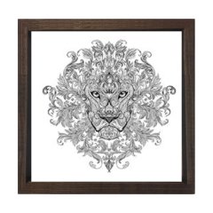 Aslan Boyama Tablo Tablosu Kahverengi Ahşap Çerçeve - 80x80