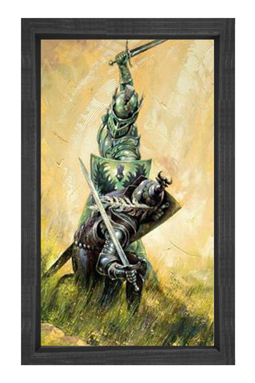 Orta Çağ Şovalyeleri Tablosu Siyah Ahşap Çerçeve - 50x70