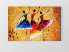 Soyut Dans Eden Kızlar Tablosu Çerçevesiz - 50x90