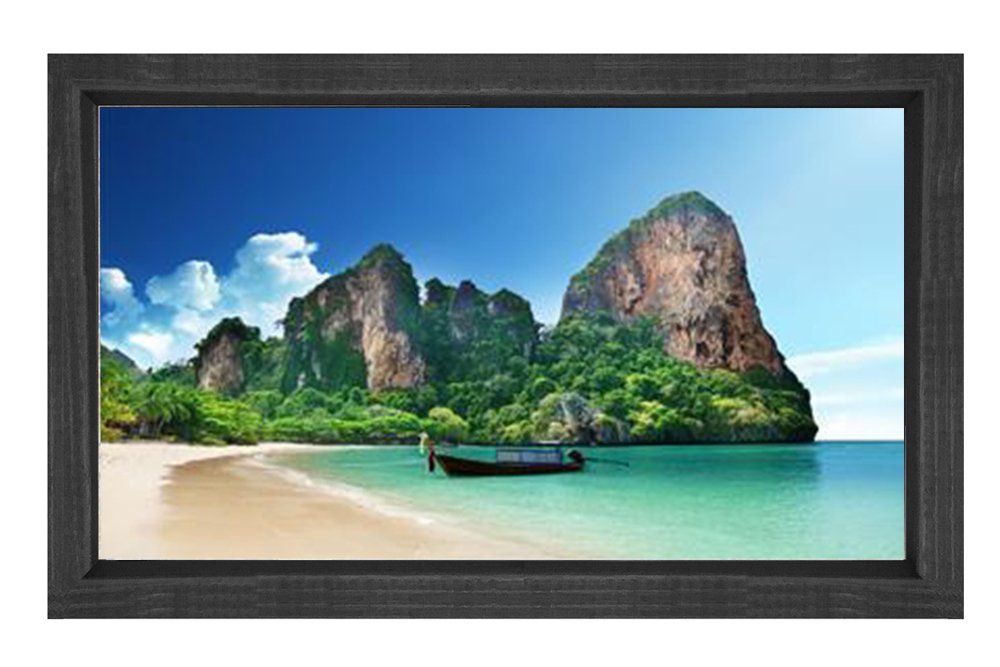 Issız Ada Tablosu Siyah Ahşap - 100x200