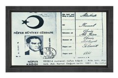 Atatürk Nüfüs Kağıdı Tablosu Siyah Ahşap - 100x150