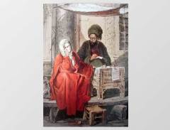 Osmanlı Kadını Ve Adam Tablosu Çerçevesiz - 70x100