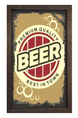 Kaliteli Bira Reklam Afişi Tablosu Kahverengi Ahşap Çerçeve - 100x150