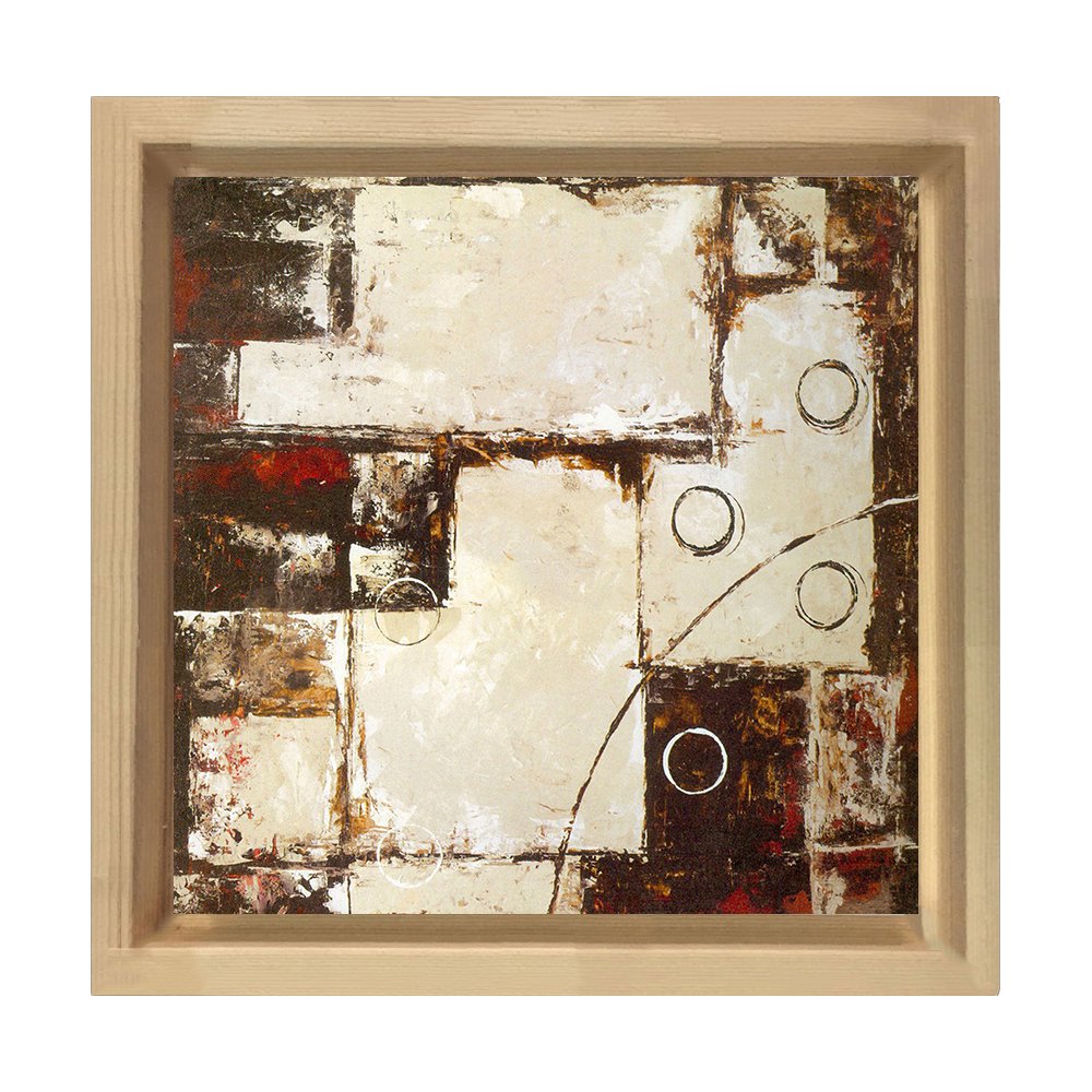 Soyut Reprodüksiyon Tablosu Naturel Ahşap Çerçeve - 40x40