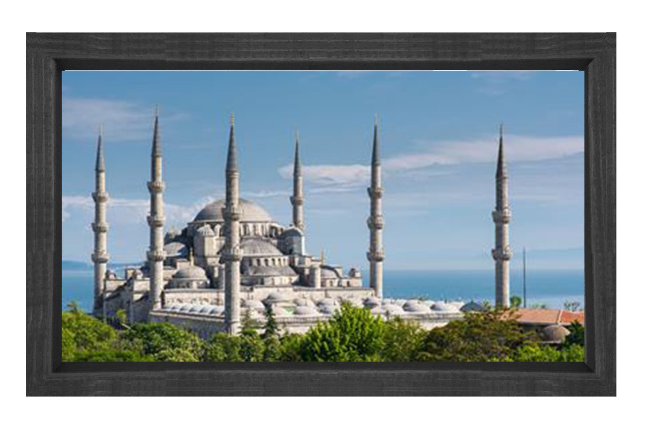 Sultan Ahmet Cami Tablosu Siyah Ahşap Çerçeve - 40x60