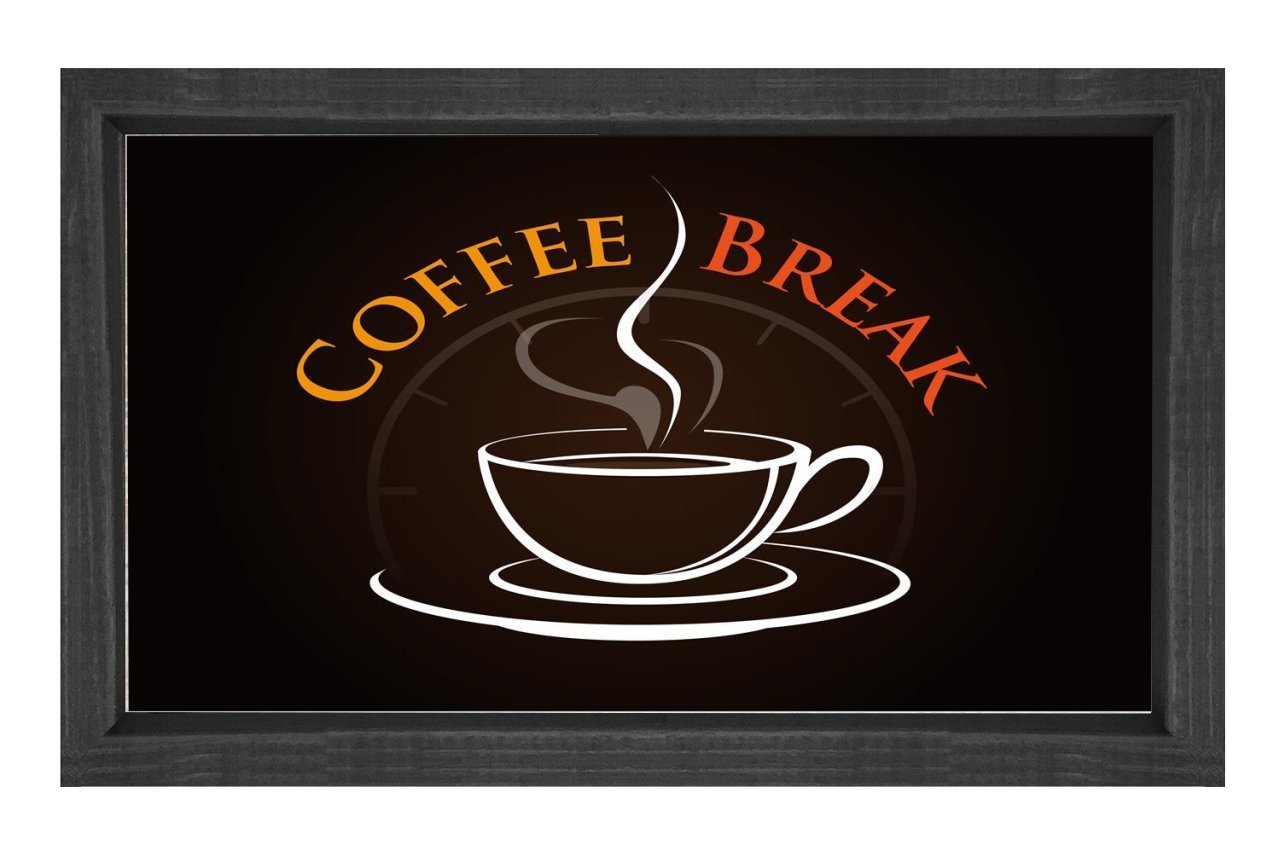 Kahve Arası Coffee Tablosu Siyah Ahşap Çerçeve - 45x30