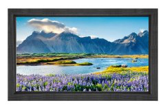 Çiçekli Göl Ve Dağ Manzarası Tablosu Siyah Ahşap - 100x150