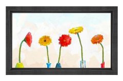 Sade Papatyalar Çiçek Tablosu Siyah Ahşap - 70x100