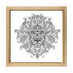 Aslan Boyama Tablo Tablosu Naturel Ahşap Çerçeve - 60x60
