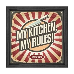 Benim Mutfağım benim kurallarım tablosu Siyah Ahşap Çerçeve - 70x70