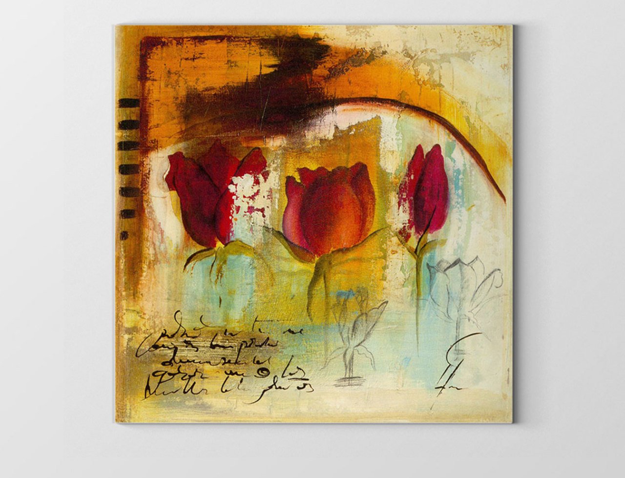 Dekoratif Gül Çiçekleri Tablosu Çerçevesiz - 30x30