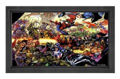 Çizgifilm Kahramanları Tablosu Siyah Ahşap Çerçeve - 100x150