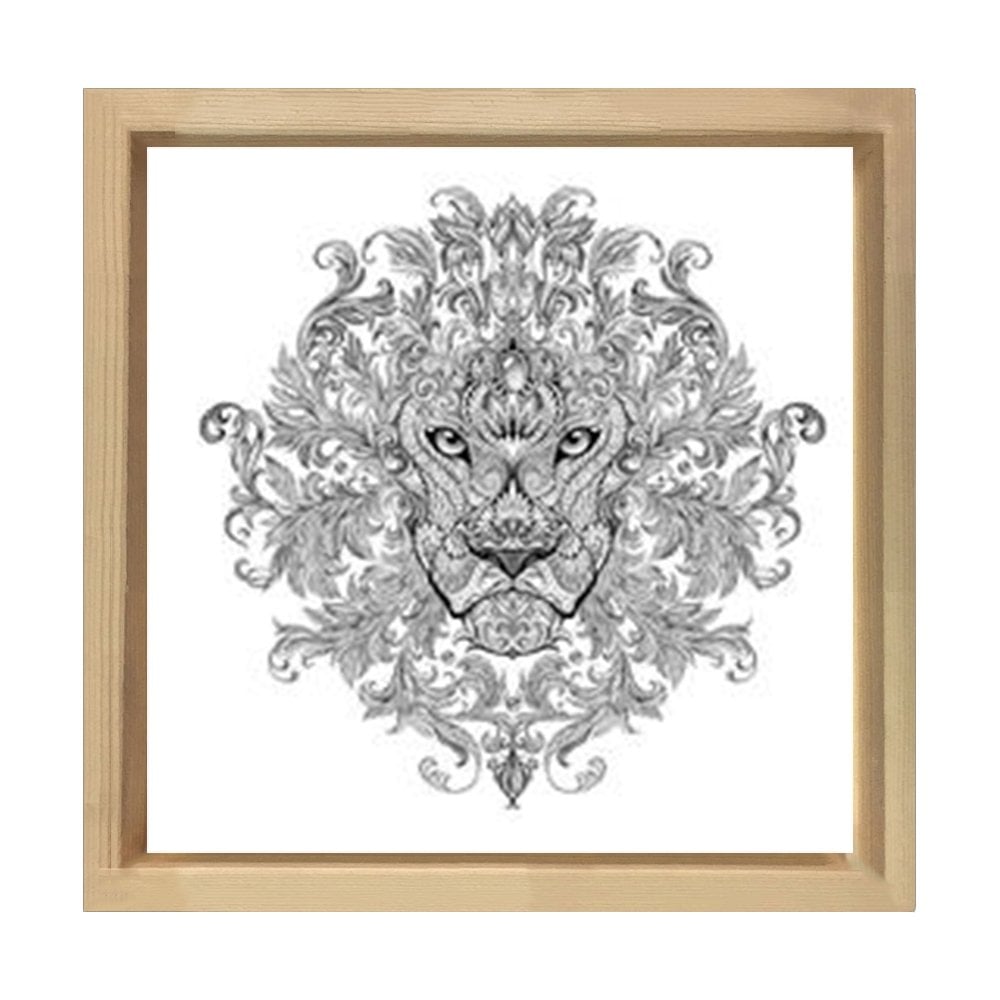 Aslan Boyama Tablo Tablosu Naturel Ahşap Çerçeve - 70x70