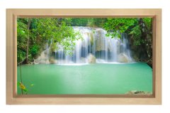 Yeşil Şelale Manzarası Tablosu Naturel Ahşap Çerçeve - 100x150