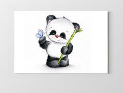 Çiçek Ve Pandacık Tablosu Çerçevesiz - 70x100