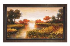 Nehir Ve Orman Tablosu Kahverengi Ahşap - 50x90