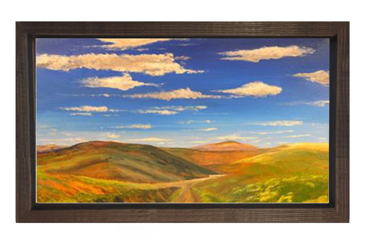 Dağlar ve Gökyüzü Tablosu Kahverengi Ahşap - 100x150