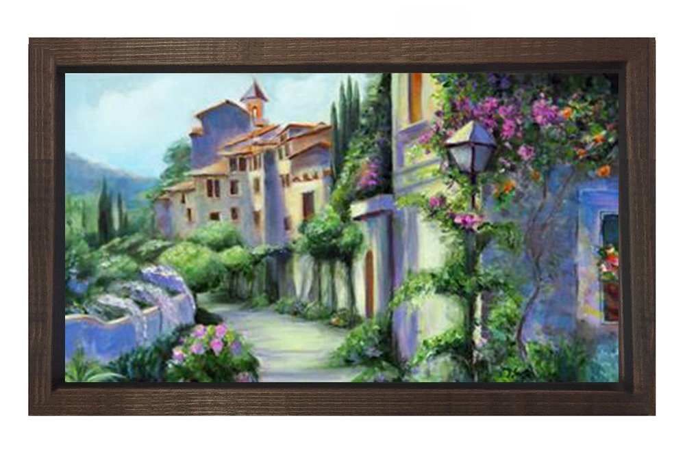 Köy Yolu Tablosu Kahverengi Ahşap Çerçeve - 100x150