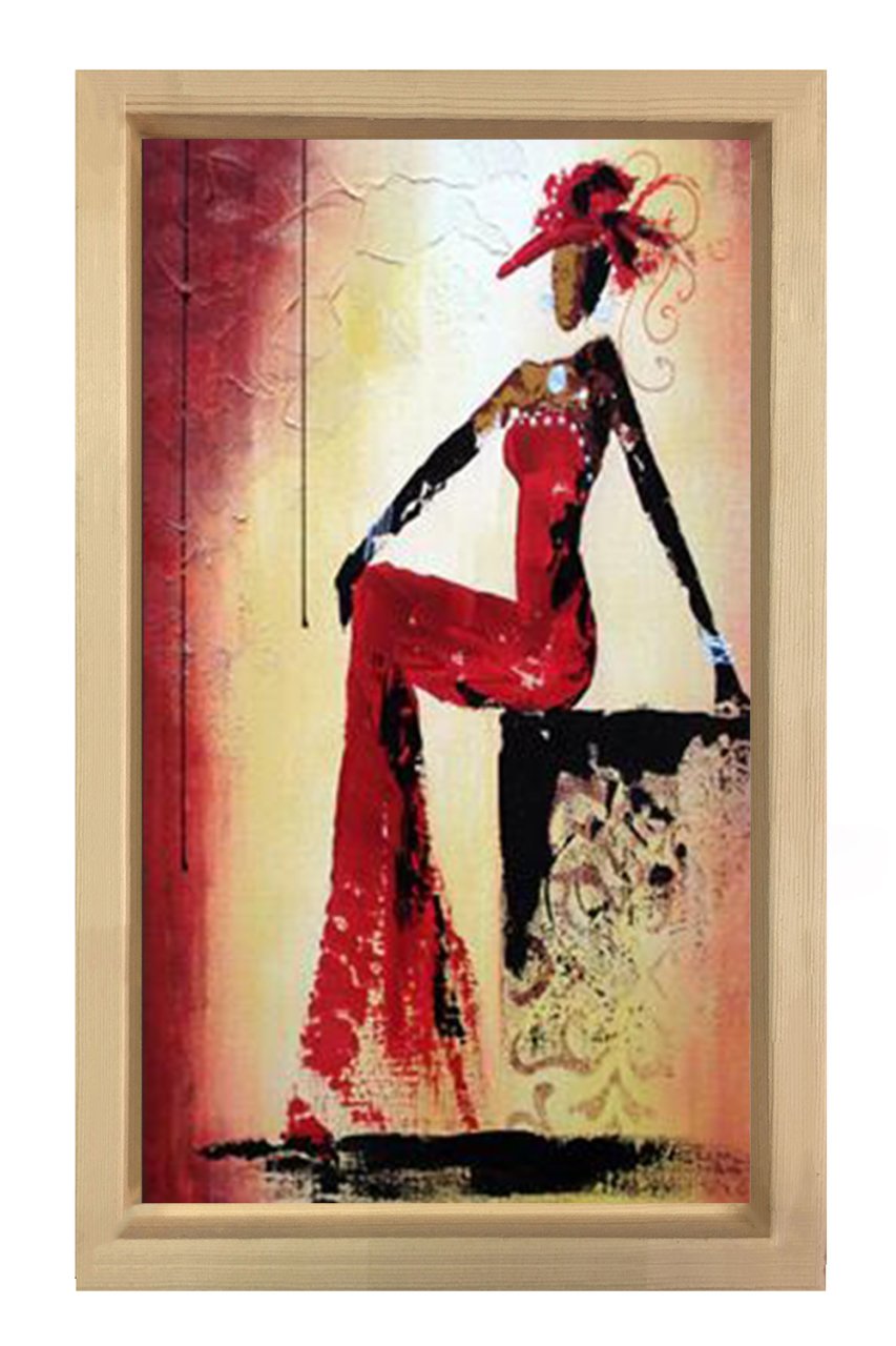 Modern Kadın Tablosu Naturel Ahşap Çerçeve - 100x150