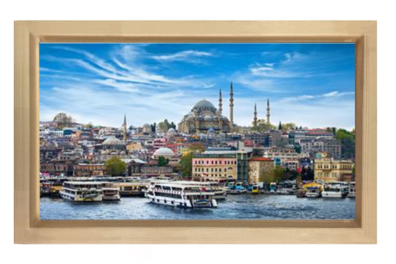 Yedi tepe İstanbul Tablosu Naturel Ahşap Çerçeve - 40x60